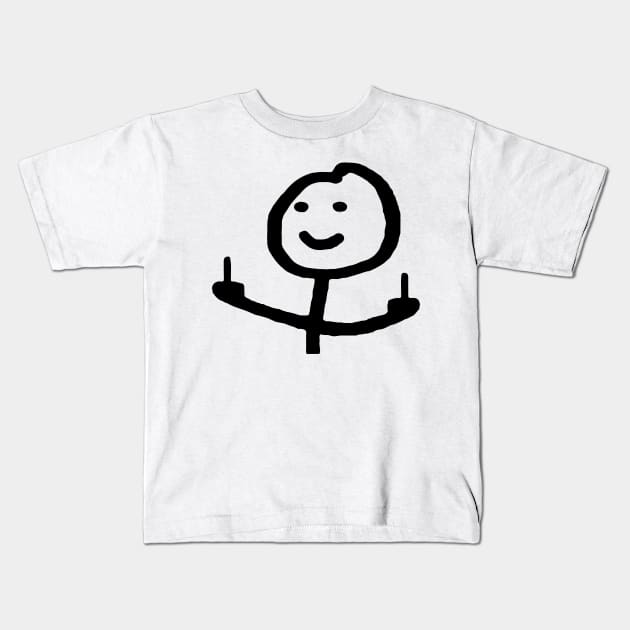 Middle Finger Stickman Kids T-Shirt by herry.le